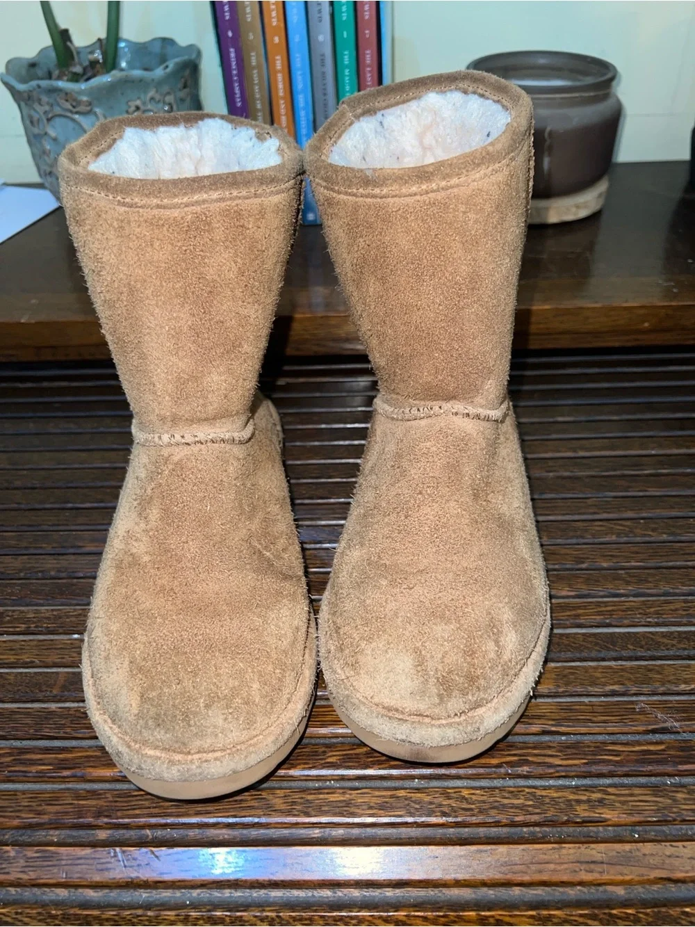 BearPaw Kids Chestnut Suede Fleece-Lined Boots